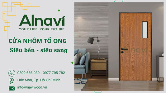 Cửa Phòng Ngủ Nhôm Tổ Ong Vân Gỗ Alnavi AL02