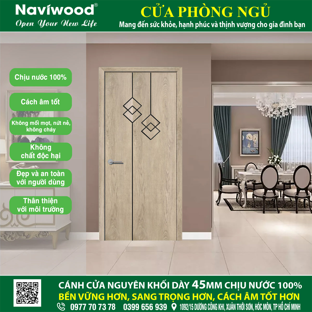 Cửa phòng gỗ nhựa Naviwood đẹp