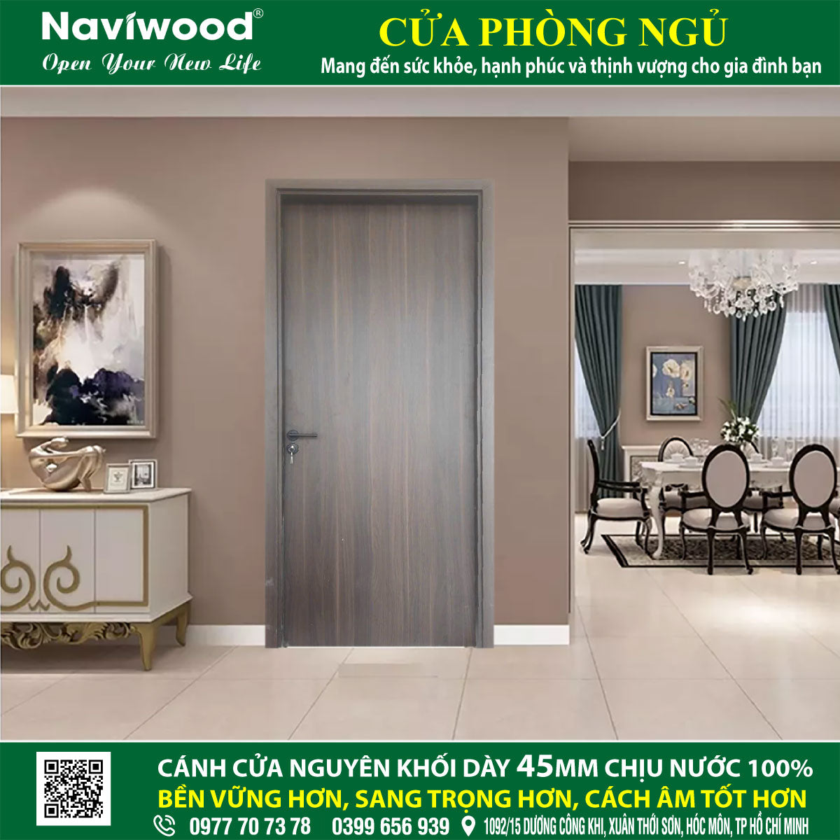 Cửa gỗ nhựa composite tấm phẳng: Cánh cửa hoàn hảo cho không gian hiện đại