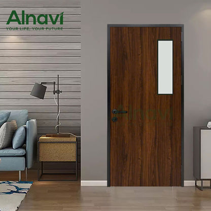 Wood grain aluminum honeycomb door with glass panels: Unique, impressive design