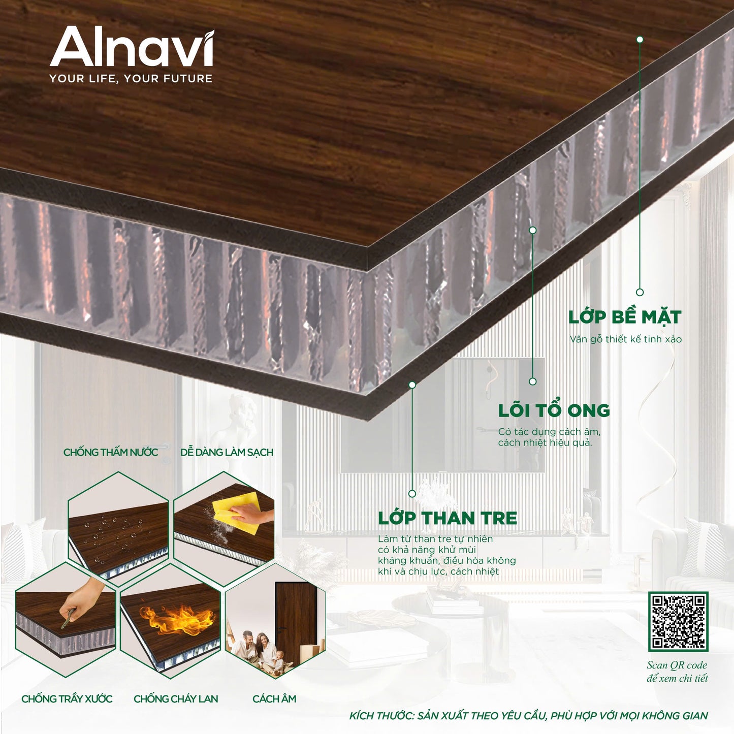 Alnavi Honeycomb Aluminum Core Bamboo Aluminum Panel Door